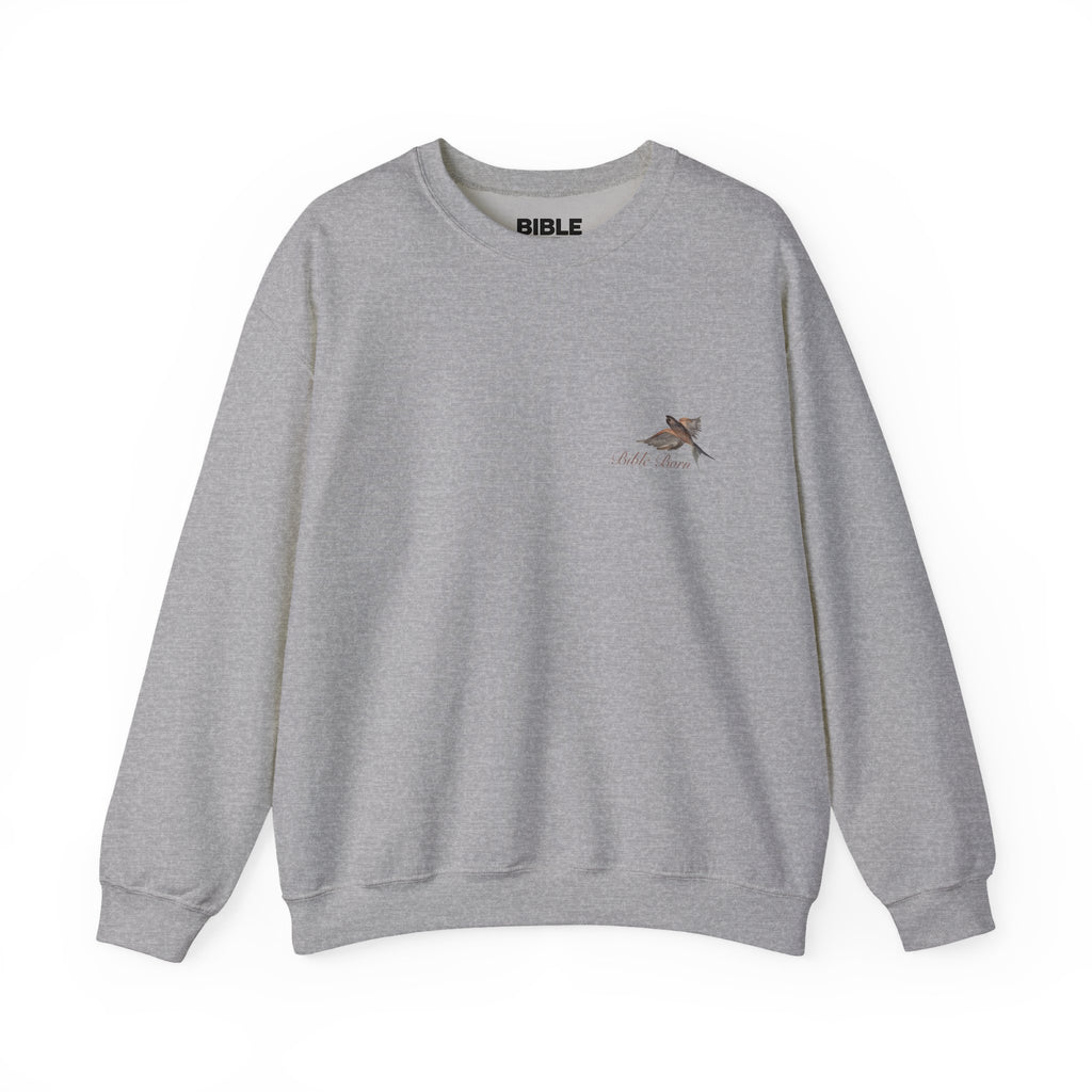 Birds of Creation Crewneck Sweatshirt — "Genesis 1:30" Vintage Bird Illustration