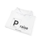 Bible Born Hoodie — Minimal White Pullover with Sleeve Text