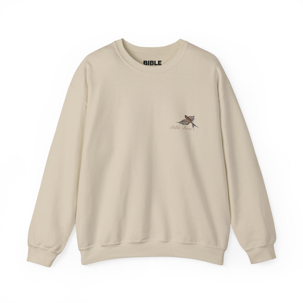 Birds of Creation Crewneck Sweatshirt — "Genesis 1:30" Vintage Bird Illustration