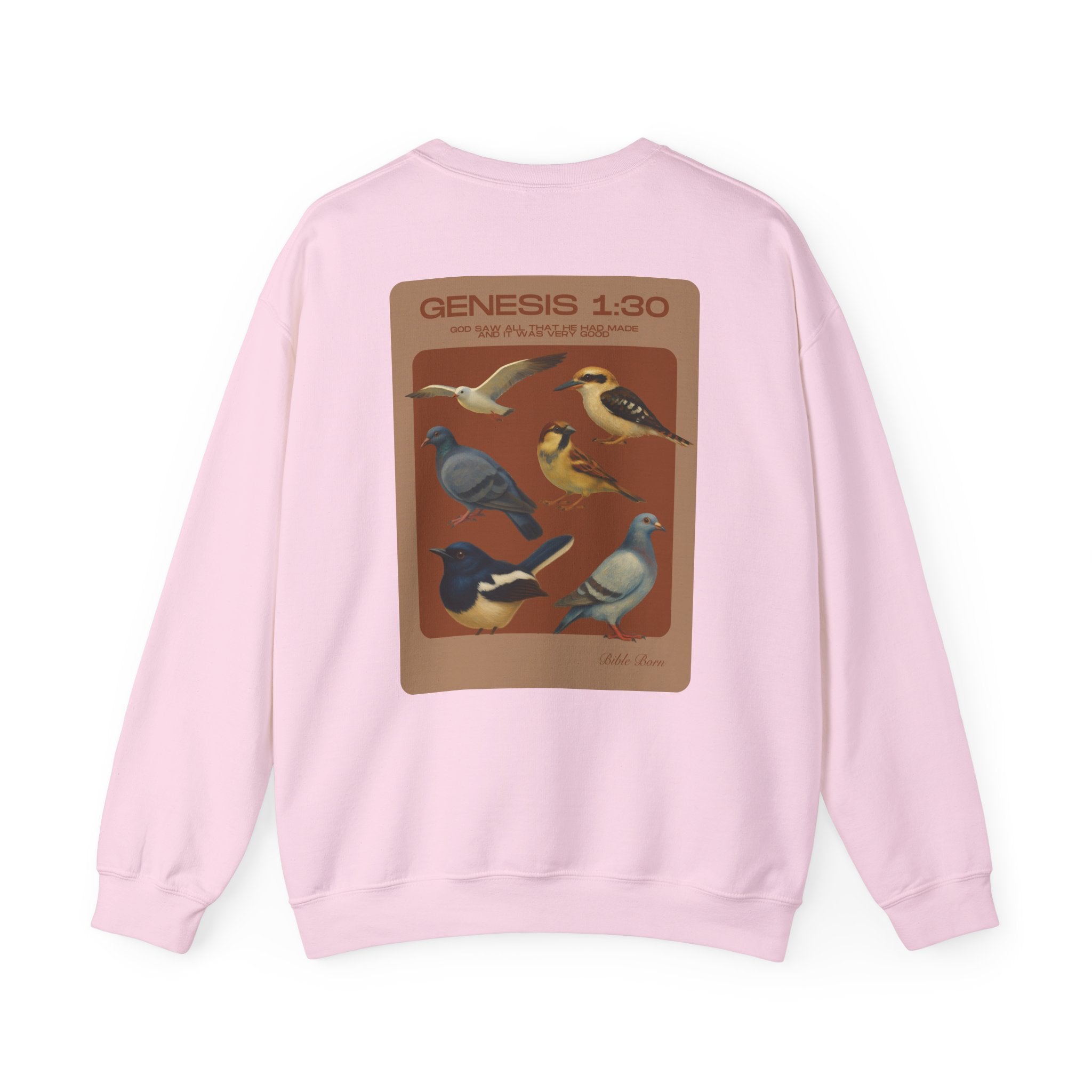 Birds of Creation Crewneck Sweatshirt — "Genesis 1:30" Vintage Bird Illustration